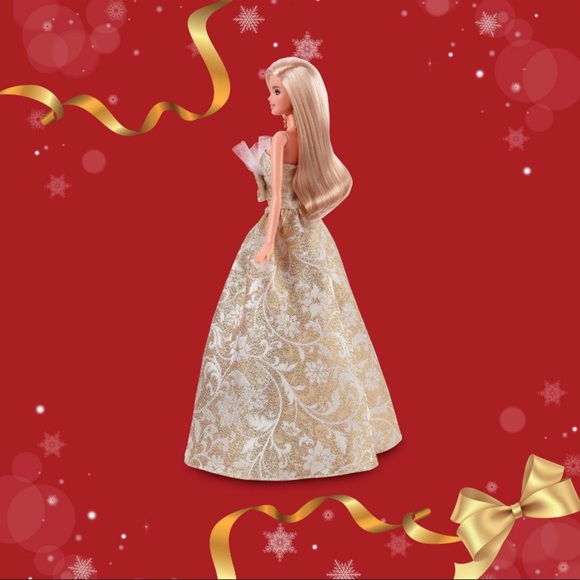 Barbie Signature 2025 Holiday Barbie Fashion Doll, Blonde, Silver & Gold Gown